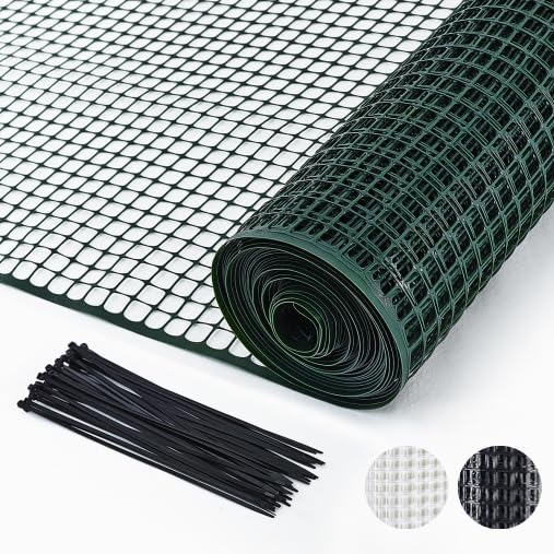 Green Plastic Garden Fence, Hardware Mesh, 4' x 50' | Reusable HDPE Fence for Landscape, Tree Guards, Balcony, Deck & Stair Railings, Poultry, Animal & Pet Barrier, Cut to Size - color: Green, size: 4' x 50'
