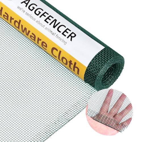 16in x 10ft Green Hardware Cloth 1/8 inch 27Ga PVC Coated Wire | Welded Metal Chicken Wire Fencing, Vinyl Coated Galvanized Wire Mesh Screen Roll, for Garden Plant Fencing Bee Screen - color: Green, size: 16in x 10ft