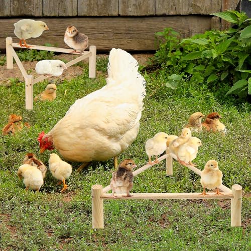 Chicken Perch for Coop & Brooder, Pine Wooden Chicken Roosting Bars (2 PCS) | Chicken Toys for Coop Accessories, Triangular Chick Perch for Parrots Birds, Natural Poultry Stand, Chicken Nesting Support - size: 2 Pcs