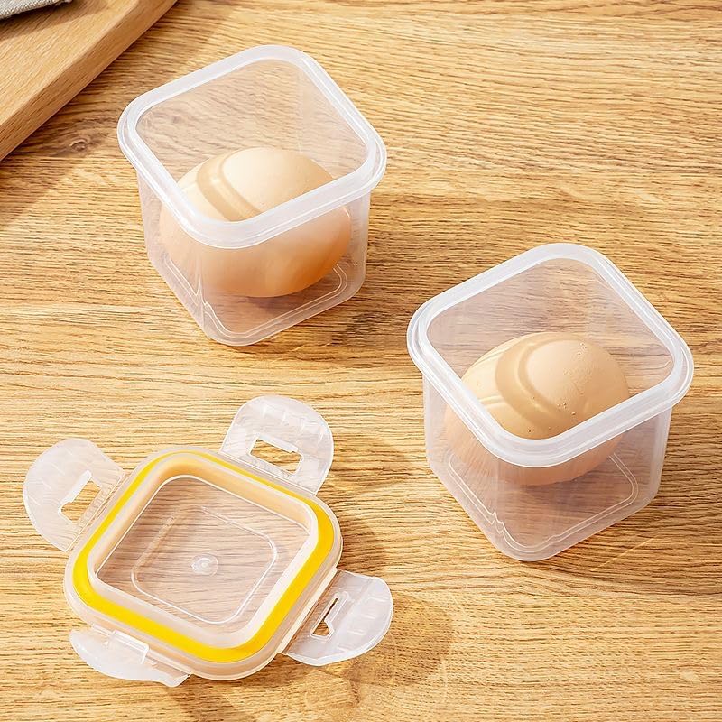 Egg Holder Container 2 PCS, Plastic Hard Boiled Egg Storage Box Leakproof Shockproof Protection, Portable Egg Tray Carriage Dispenser for Camping Picnic Travel Kitchen Outdoor (Square two-piece set)