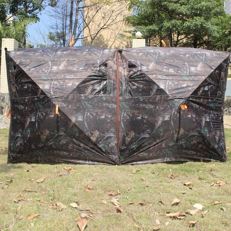 Camping Tent Hunting Blind See Through with Carrying Bag, 4-6 Person Pop Up Ground Blinds 270 Degree, Portable Camo Hunting Tent for Deer Turkey Hunting