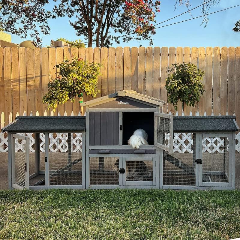 Aivituvin Rabbit Hutch Bunny Hutch Large Rabbit Cage, Indoor Bunny Cages Outdoor Rabbit House (Style2) - size: X-Large