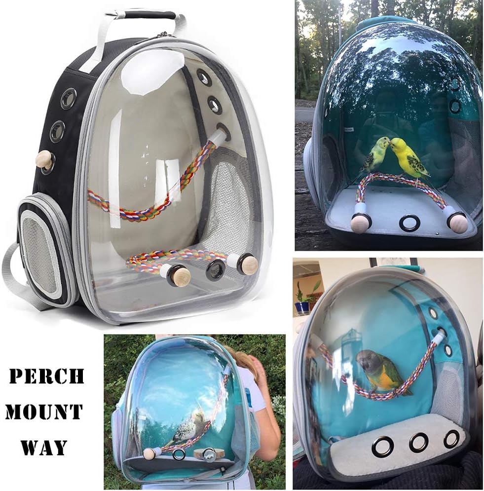 Bird Rope Stand Perch, Easy Mount on Backpack Carrier and Cage (Multi Color, Large) - color: Multi Color