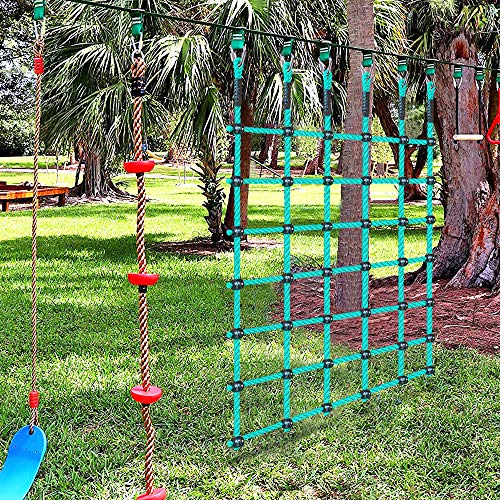 Climbing Cargo Net 49" x 77" Indoor Climbing Net, Outdoor Cargo Webbing Net Playground Climbing Net for Treehouse 100% Nylon Material Rope Ladder - color: Green - 49" X 77"