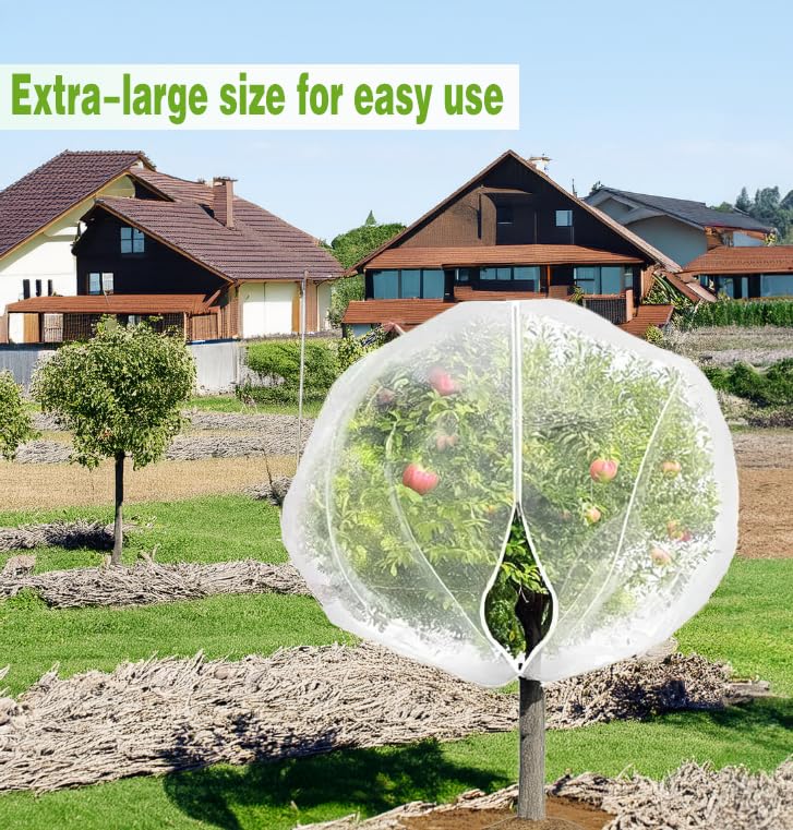 2Pcs 8x8ft Fruit Tree Covers with Zipper and Drawstring, Durable Garden Mesh Net to Protect Fruit Trees, Apple, Cherry, Peach Trees – Reusable, Lightweight - size: 8 X 8ft