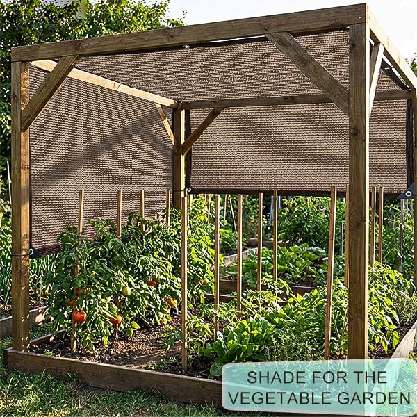 Shade Cloth Garden Plants,70% Sunblock Shade Neting -for Outdoor Garden Bed Neting Mesh Pergola Patio Lawn Sun Cloth Dog Kennel Cover Chicken Coop[Brown 5x16FT] - size: 5×16FT