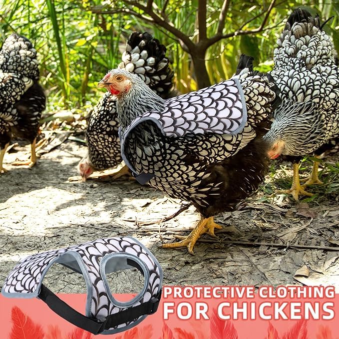 Chicken Saddles for hens, Chicken Hen Mating Saddle | Chicken Apron Back Protector for Hens With Adjustable Strap - color: White
