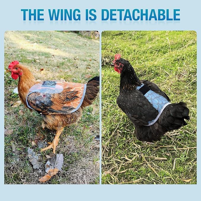 Chicken Saddle with Wing Protector - Chicken Aprons & Vest Jacket for Hens | Chicken Saddles for Hens With Adjustable Straps (Black, Yellow, White)