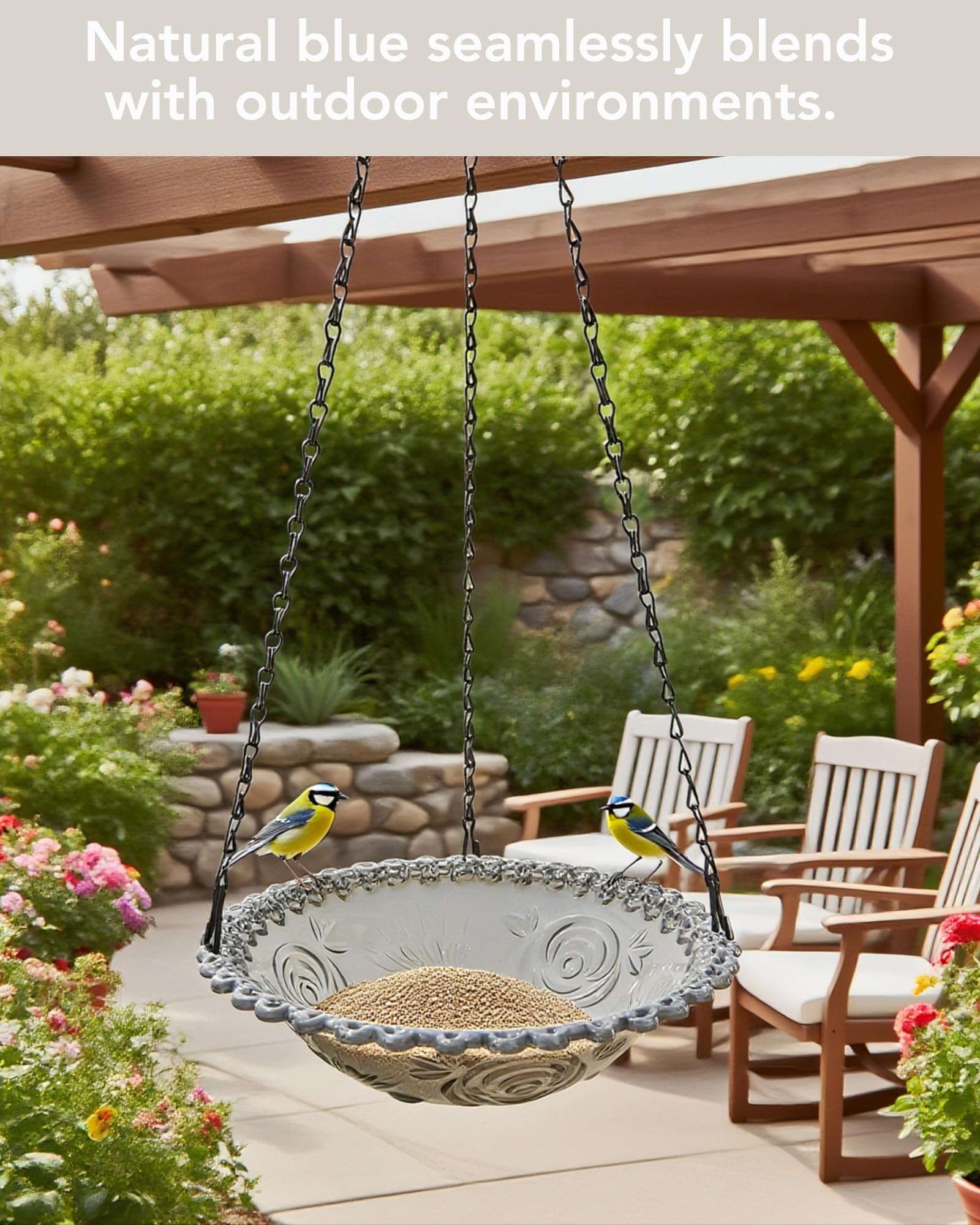 2 Pack Hanging Bird Baths and Feeders for Outdoors, Plastic Bird Bath Bowl & Hanging Feeder for Garden Yard Decor,Mist Grey - color: Mist Grey