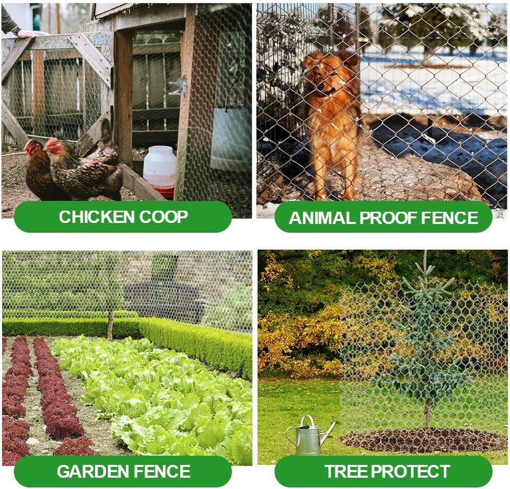 Amagabeli Chicken Wire 24 in x 50ft Poultry Wire Netting Hexagonal Galvanized Mesh Garden Fence Barrier for Craft Projects, Pet Rabbit Chicken Fencing - size: 1" 24"x50'