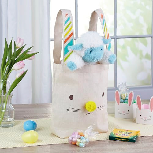 Hallmark 9" Canvas Tote Bag (Teddy Bear Face) Reusable Gift Bag for Baby Showers, Birthdays, Kids - style: Easter Bunny